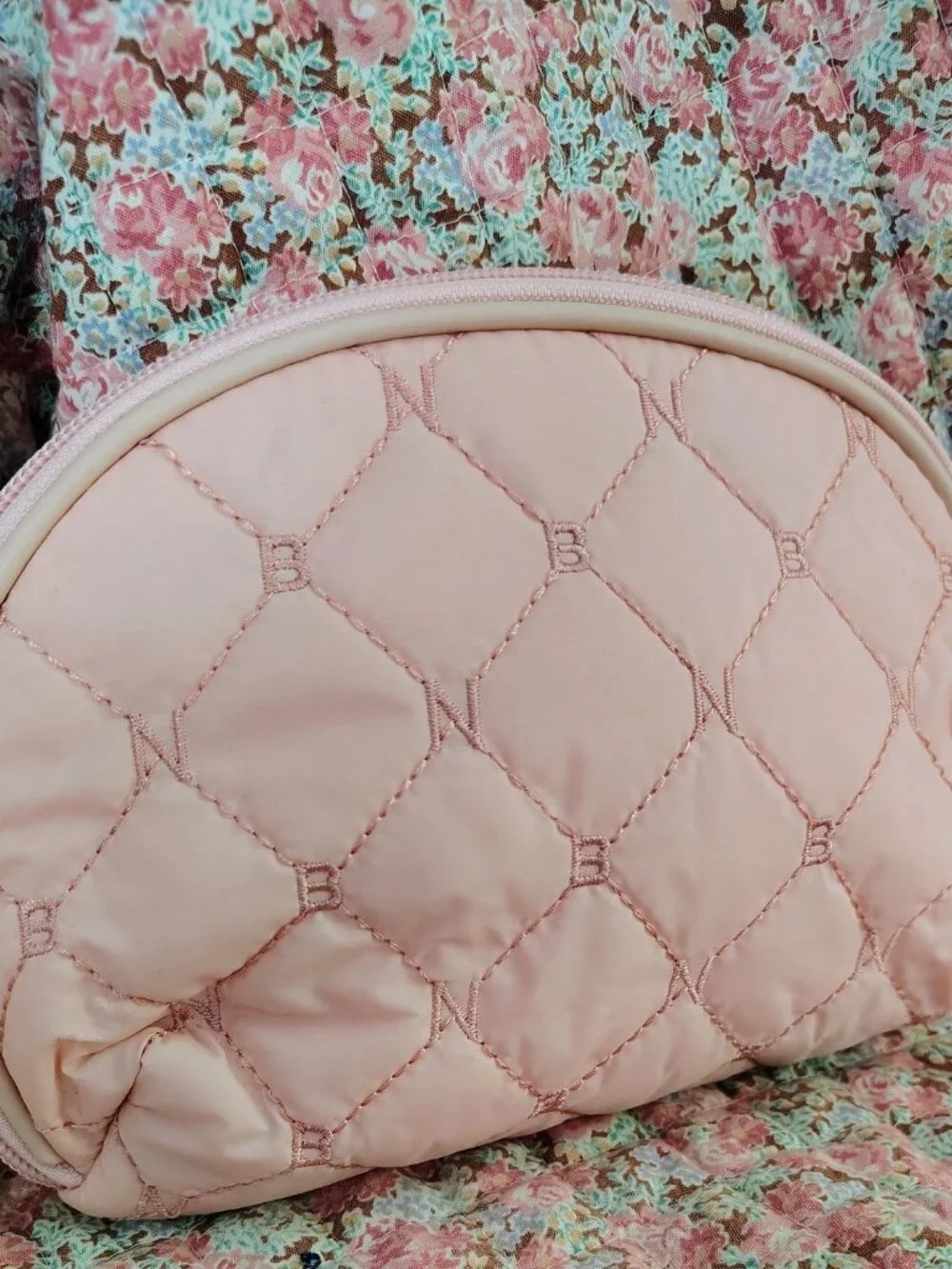 Nubily Pink Quilted Makeup Bag